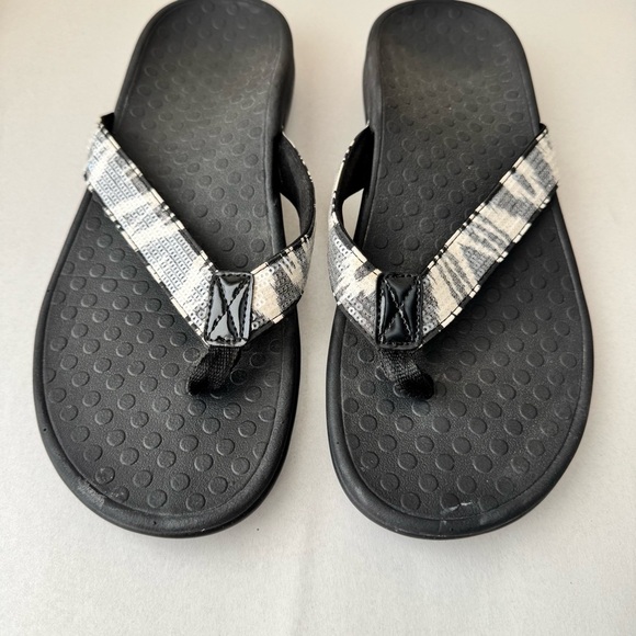 VIONIC Tide II Womens Flip Flops Size 10 Sequins Sandals Thong Slip On Black - Picture 5 of 14